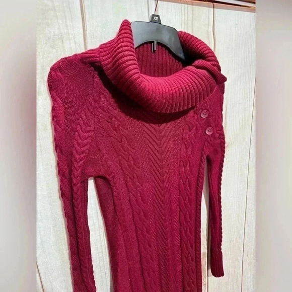 Sidefeel Women Asymmetric Buttoned Cable Knit Bodycon Mini Sweater Dress Size S - Picture 4 of 8